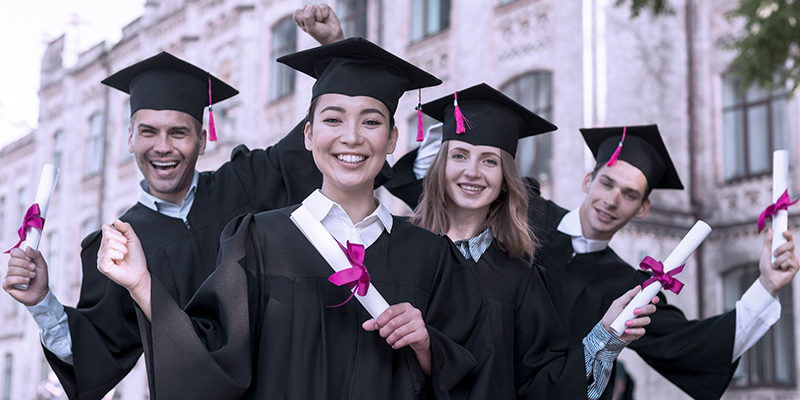 Students celebrating graduation