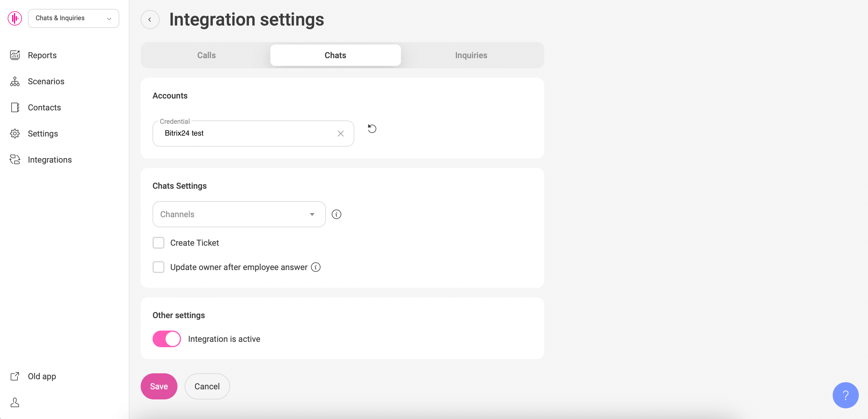 Add the account credentials; if you connected through a Bitrix24 Account, the credentials will be filled in automatically