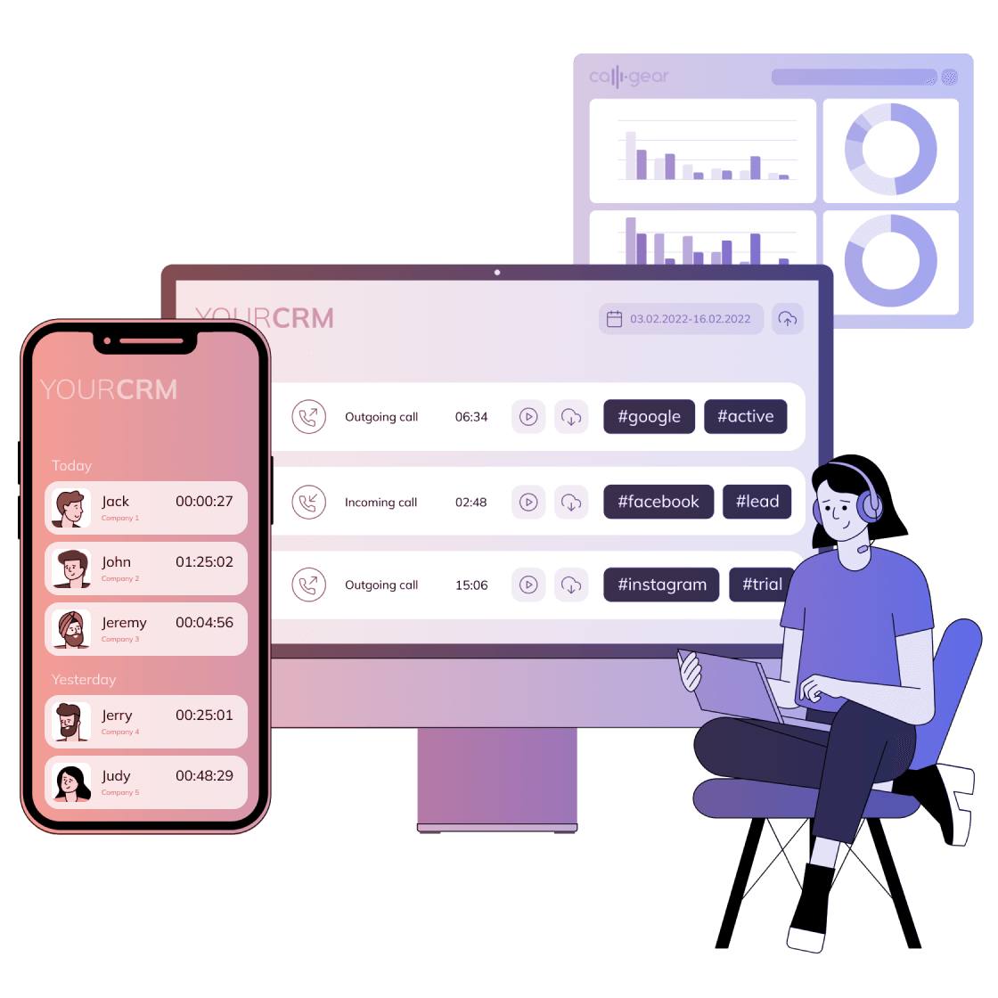 Organize every web form inquiry and incoming call in your dashboard